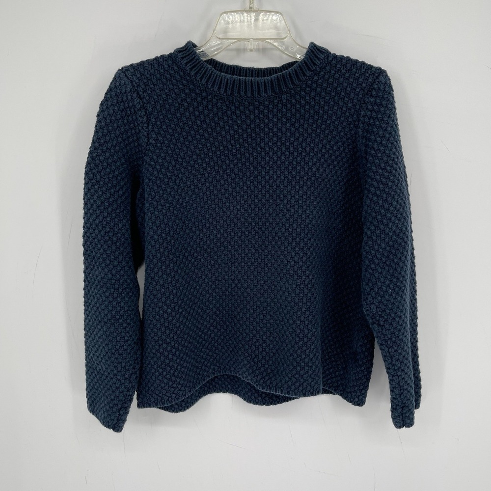 Orvis Women's Blue Popcorn Texture Cotton Knit Crewneck Pullover Sweater Size L